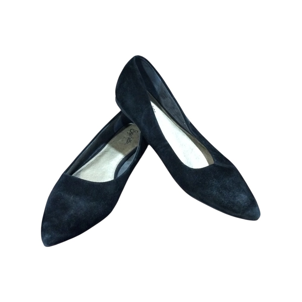 Seychelles Black Suede with Floral pattern  Pointed Toe Flats‎